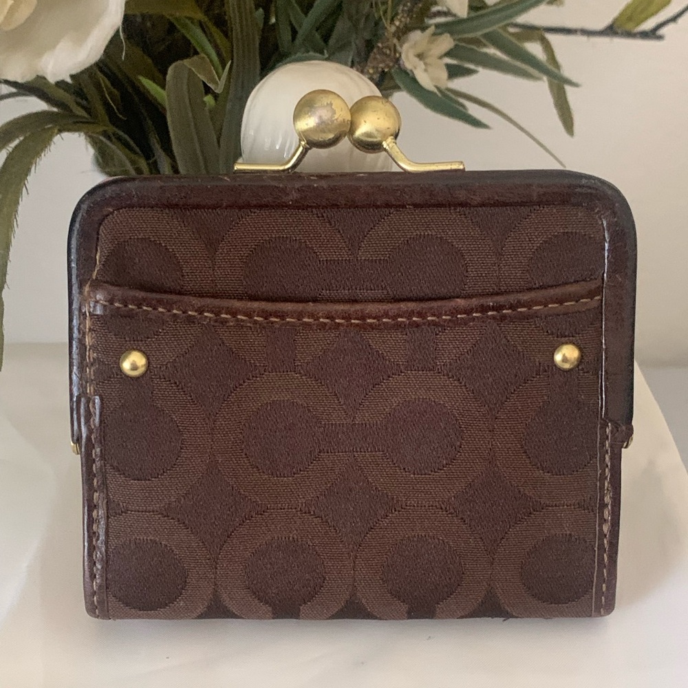 Vintage Coach Madison billfold Brown/Pink Signature Wallet RARE Y2K - Picture 3 of 10